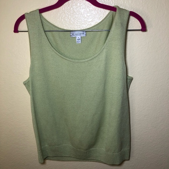 St John Sport Logo Gold Buttons Wool blend 2 set preppy cardigan Tank top size M - Picture 7 of 13